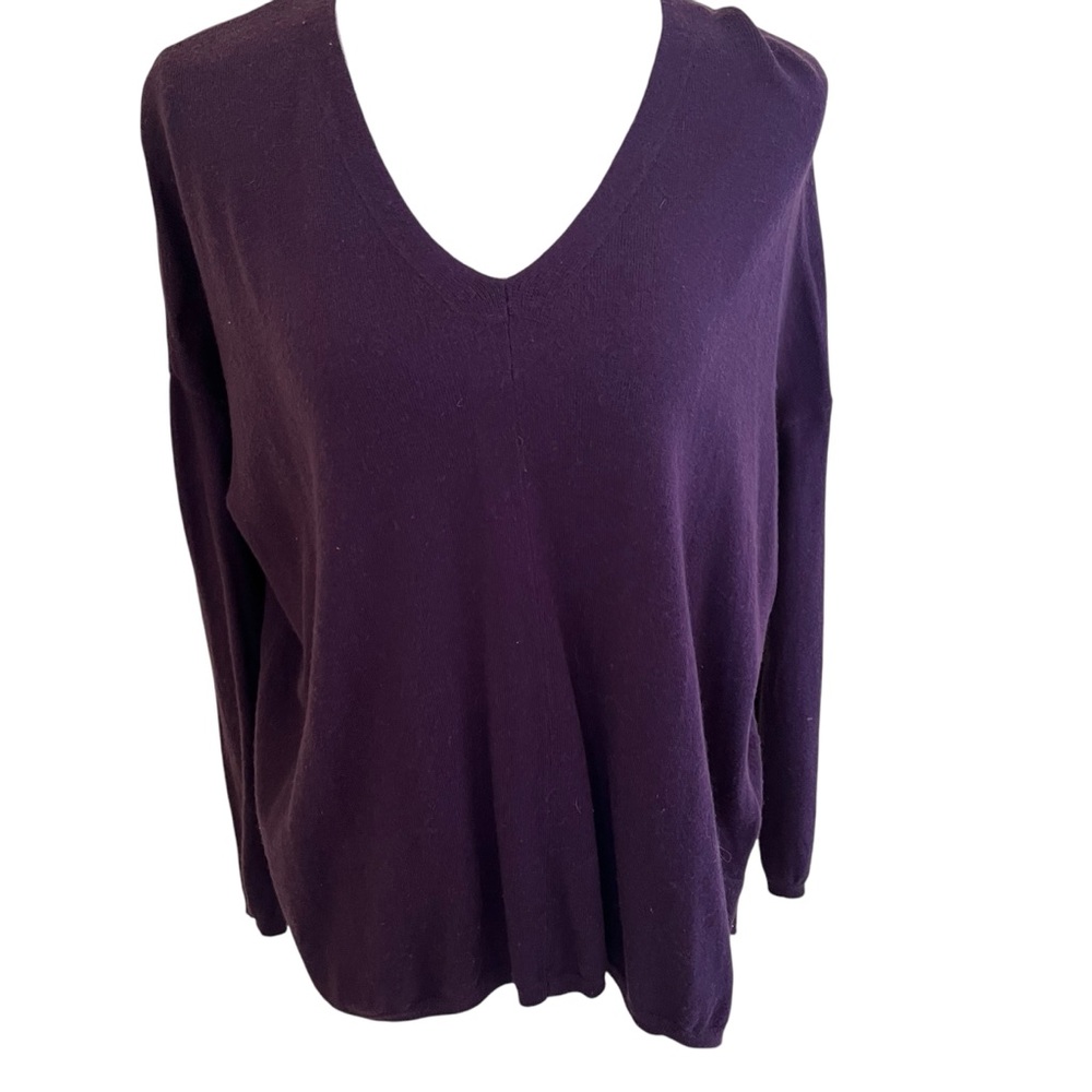 Neiman Marcus Deep Purple V-Neck Oversized Dolman Sweater M
